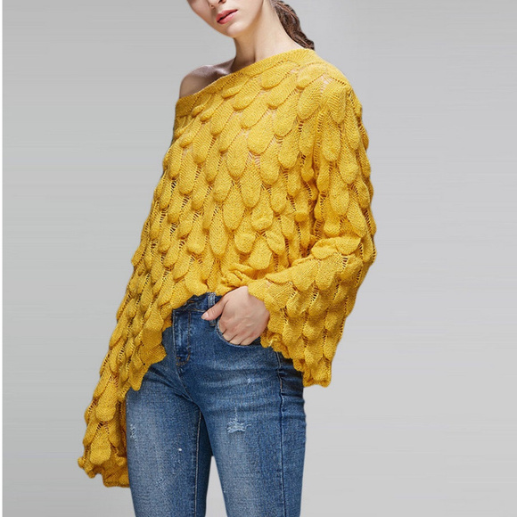 Sweaters - Short Knit Openwork Loose Sweater Shawl ONE SIZE